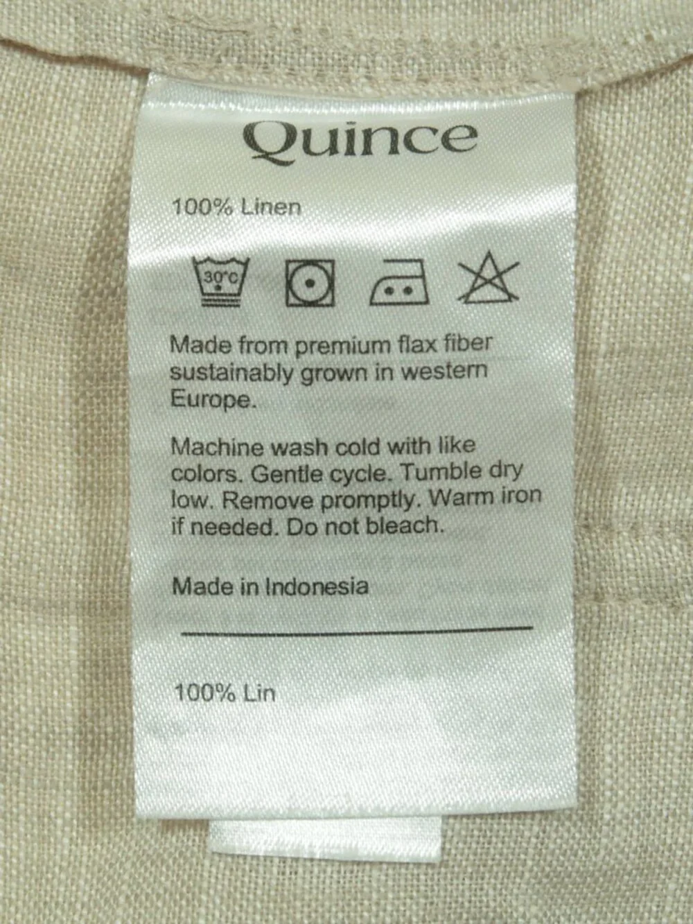 Quince European Flax Linen Wide Leg Trousers Pants Womens 10 Beige Patch Pocket